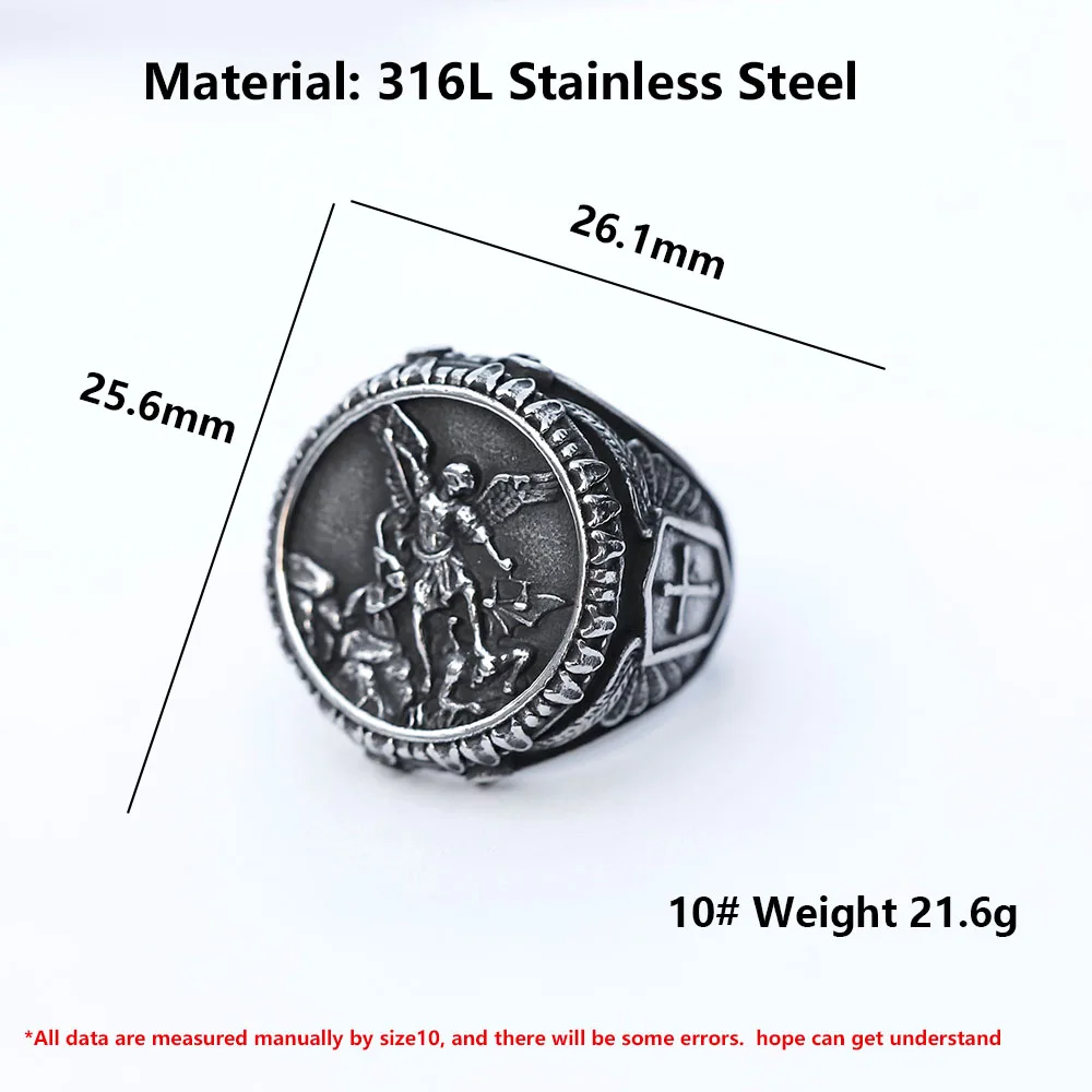 2022 NEW Men\'s 316L stainless steel rings god knight dragon slayer saint george ring Religion Jewelry Gifts free shipping