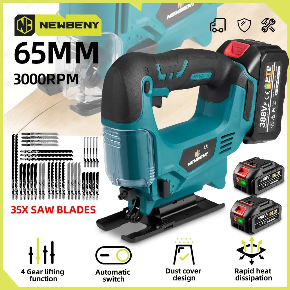 65mm Cordless Electric Jig Saw 3 Gears Adjustable Rechargeable Multi-Function Woodworking Power Tool For Makita 18V Battery