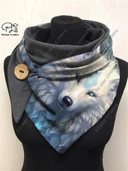 3D printing color panda wolf fox cat dog pattern warm shawl scarf spring and winter small triangle scarf female casual