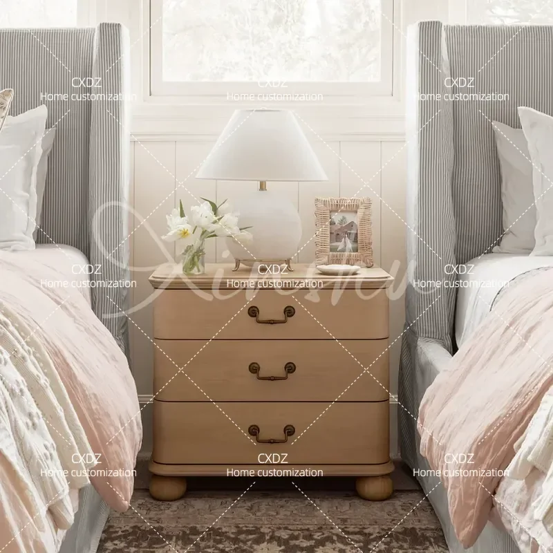 Retro Solid Wood Chest Living Room Home Decoration Cabinet Country Style Wall Bedroom Bedside Table Combination