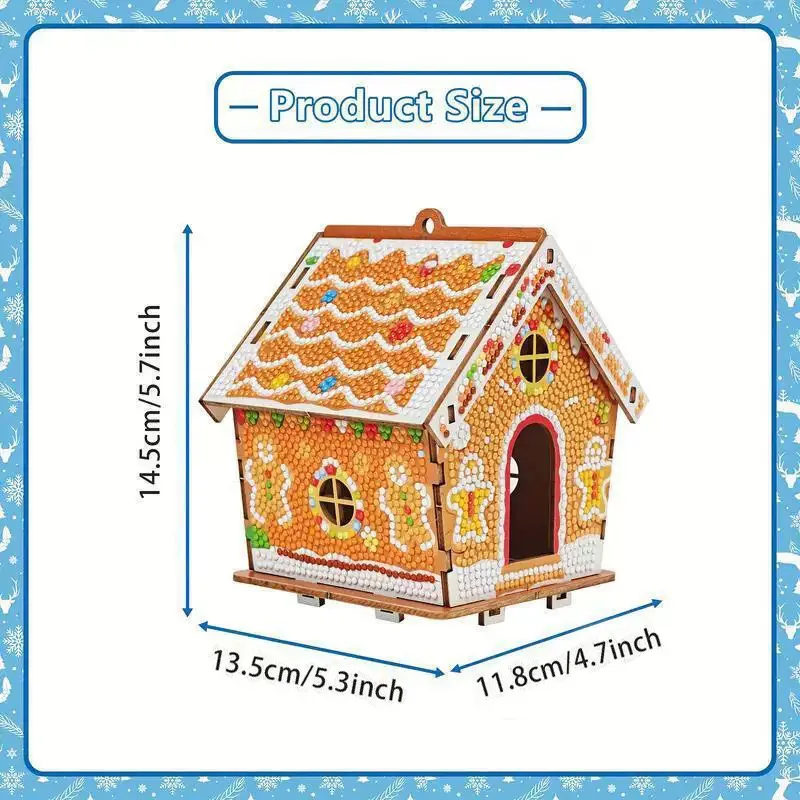 3D-Diamantmalerei Weihnachtshütte-Set, DIY-Handarbeit, Kristall-Strass-Haus, Bastelartikel, festliches Weihnachtsschmuck-Geschenk für Kinder und Erwachsene – Detail 4