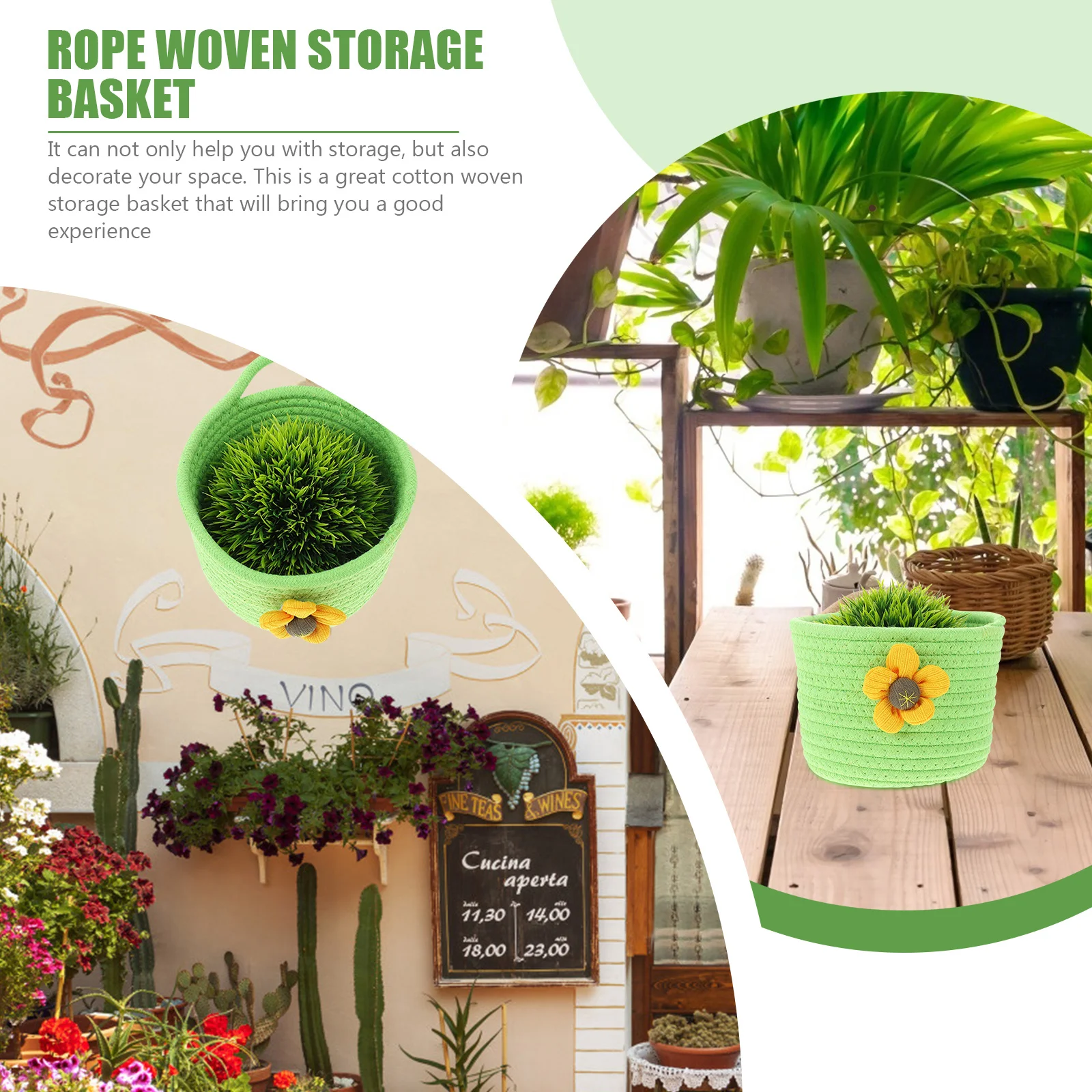 

1Pcs Desktop Storage Basket Soft Cotton Rope Hand-Woven Decorative Basket for Home Wall Hanging Organizer Sundries Holder