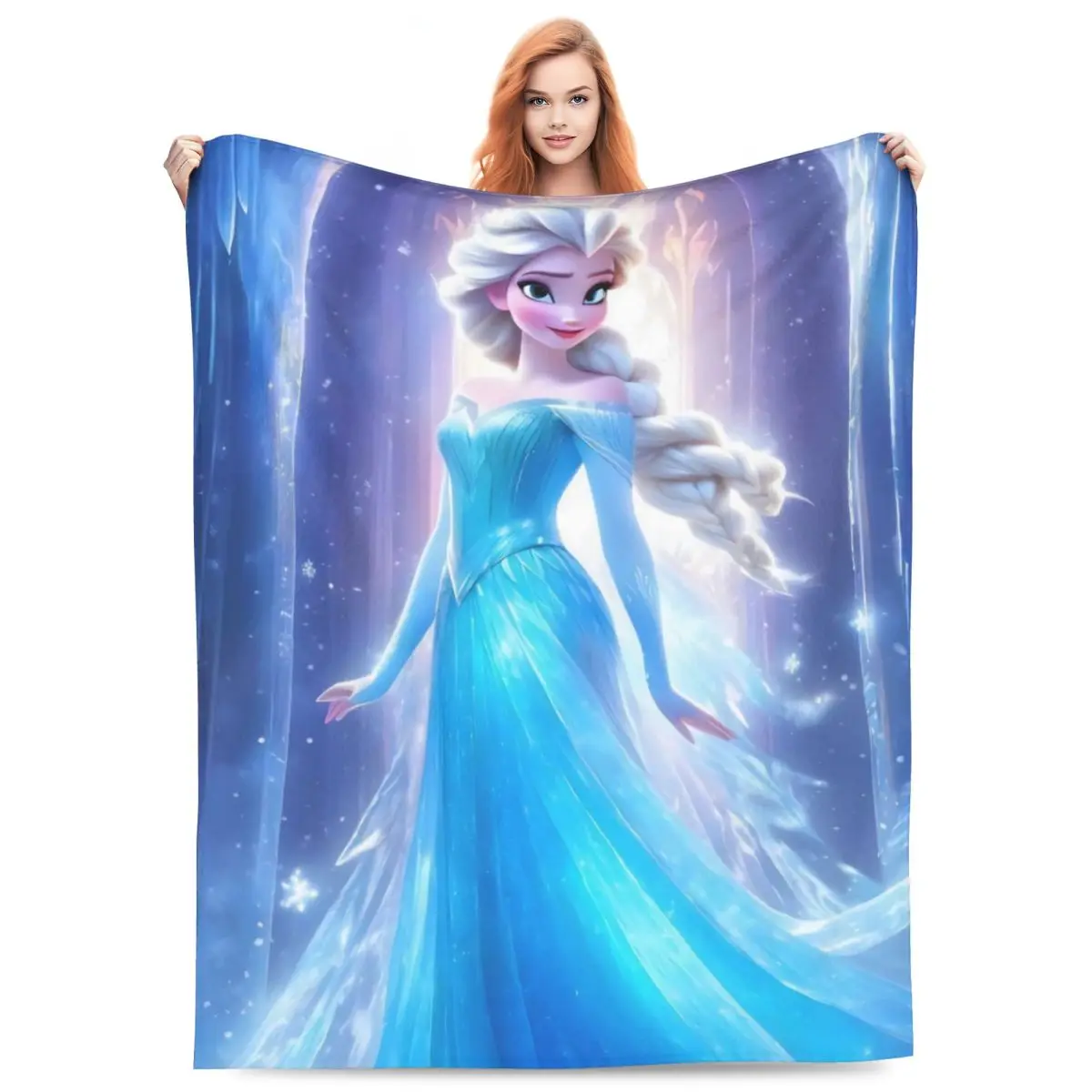 Princess Elsa Blankets Frozen Movie Decorative Flannel Throw Blanket For Couch Bed Soft Warm Customized Quality Bedspread Gift