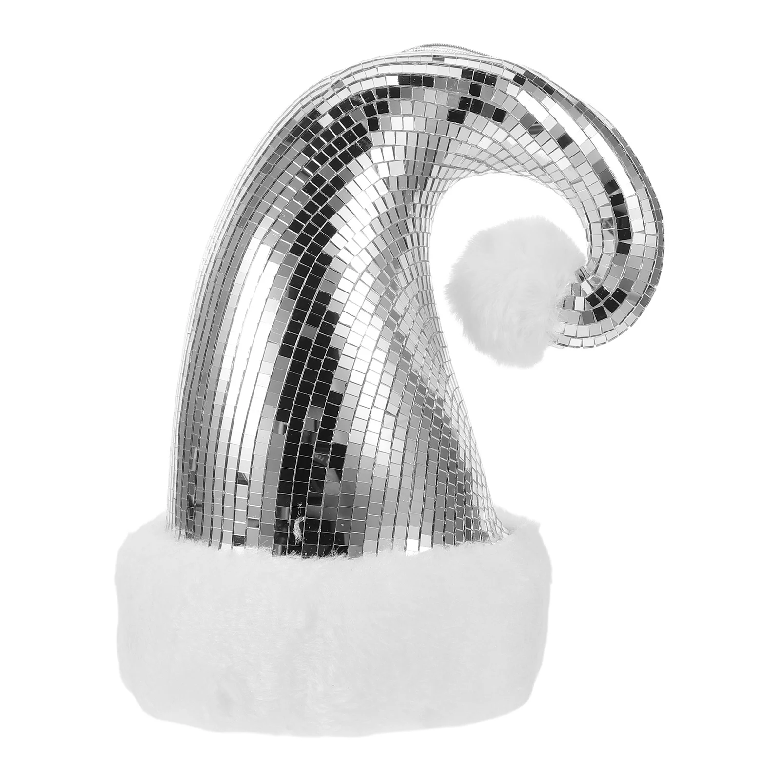 

Christmas Hat Ornament: Mirror Ball Shiny Retro Holiday Decor For Tree Wall Party Metallic Santa Cap 70S Theme Xmas