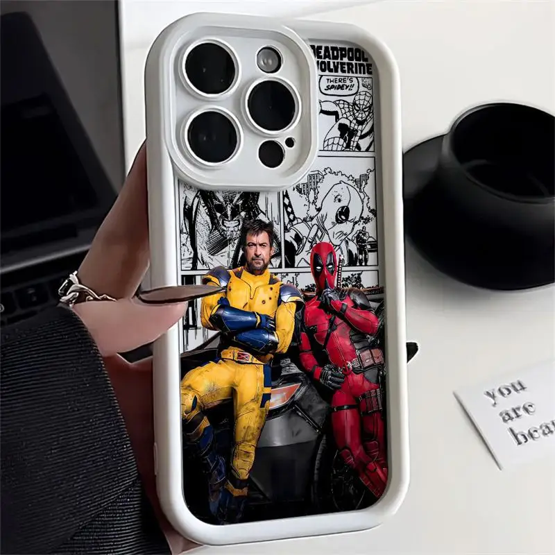 Marvel Deadpool And Wolverine Soft Liquid Silicone Phone Case For iPhone 11 12 13 14 15 Pro Max Plus Shockproof Back Cases Cover