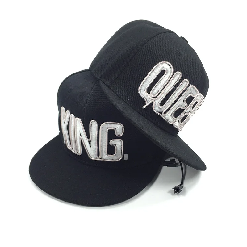 LED Light up Letter QUEEN KING Hat Casual Flashing Glow Rave Party Cap Couple Hip-h op Luminous hat Club Bar Wedding Supplies