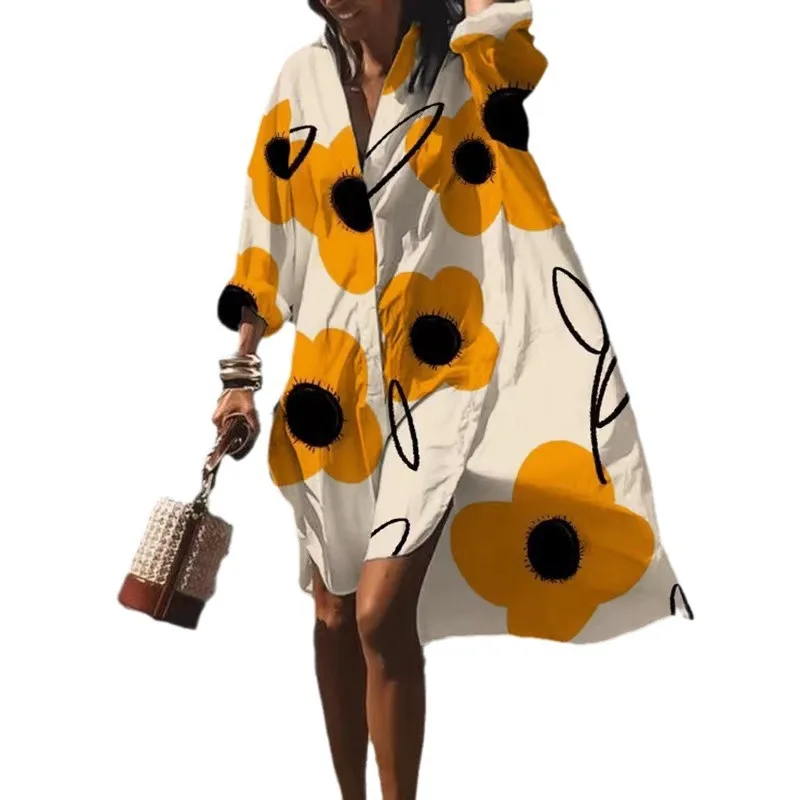 2025, lockeres Hemdkleid in Übergröße für Damen, eleganter neuer asymmetrischer Rock, lässiges, bequemes und modisches Kleid im Urlaubsstil