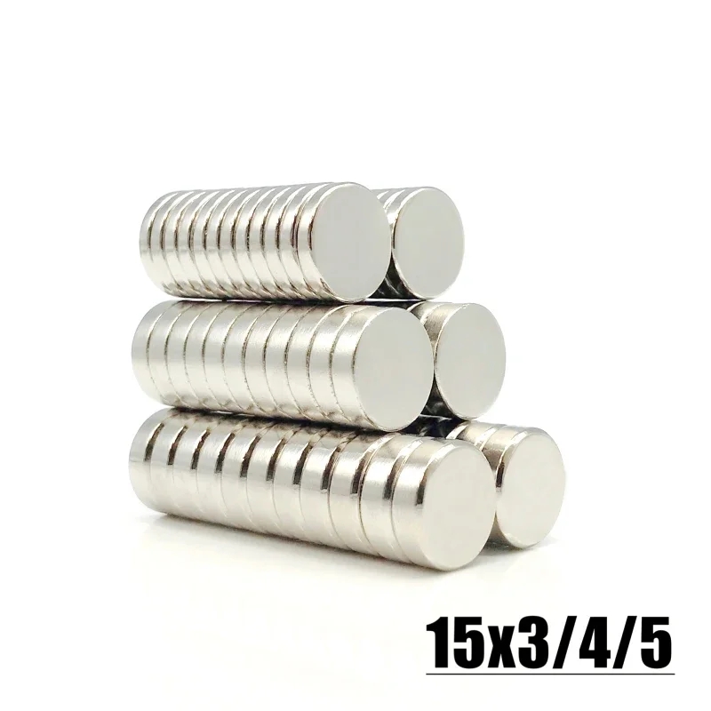 5-100Pcs N35 Neodymium Disc Magnets, 15x3mm 15x4mm 15x5mm, 15mm Diameter Round Shape Permanent Magnets for Office Fridge Tool