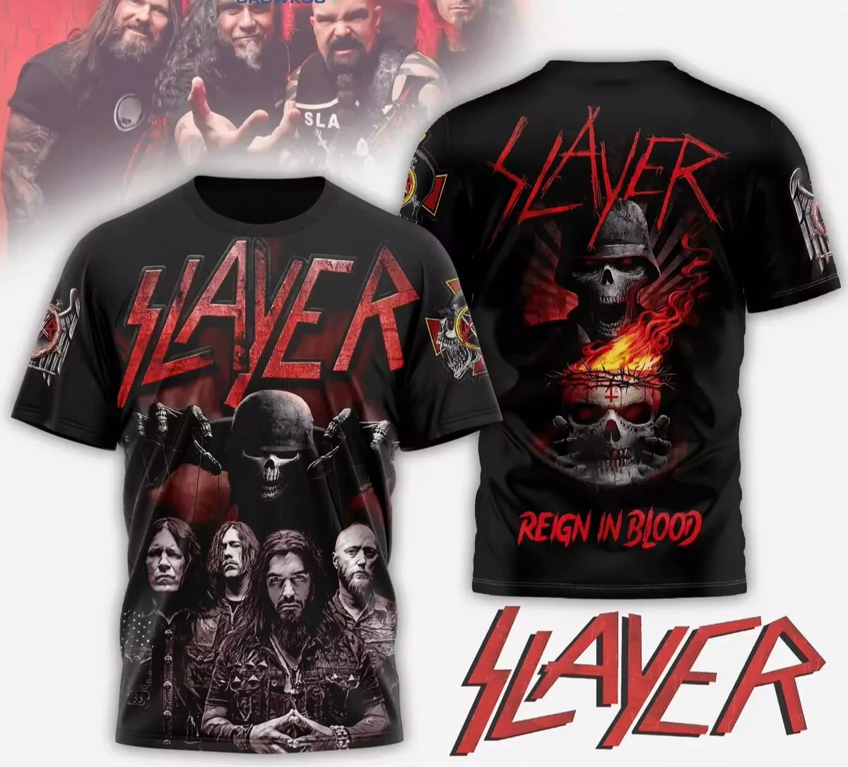 2025 New Fashion Rock Band Slayer 3d Print T-shirt For Men Women Fashion Short Sleeved Hip Hop Punk T shirt Kid Tops Tees Unisex