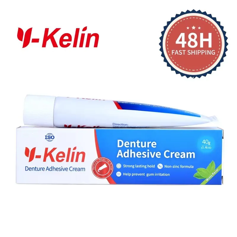Y-Kelin Denture Adhesive Cream 40g Strong Hold Glue For Cull & Partial False Teeth Bonding Prosthesis Fixing