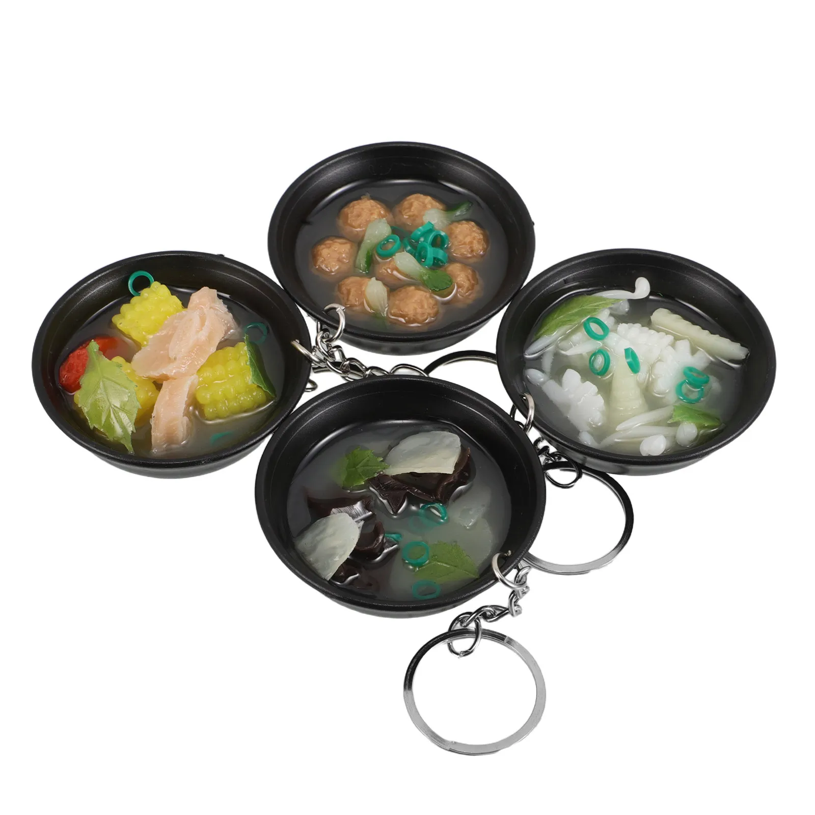 4Pcs Japanese Food Keychains Miso Soup Pendant Realistic Simulation Cute Miniature Food Bag Charm Key Holder School Use