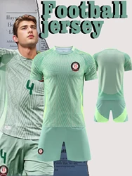 Men's Casual Sports Football Uniform round Neck Top with Fashionable Breathable Shorts Comfortable Football Suit Set