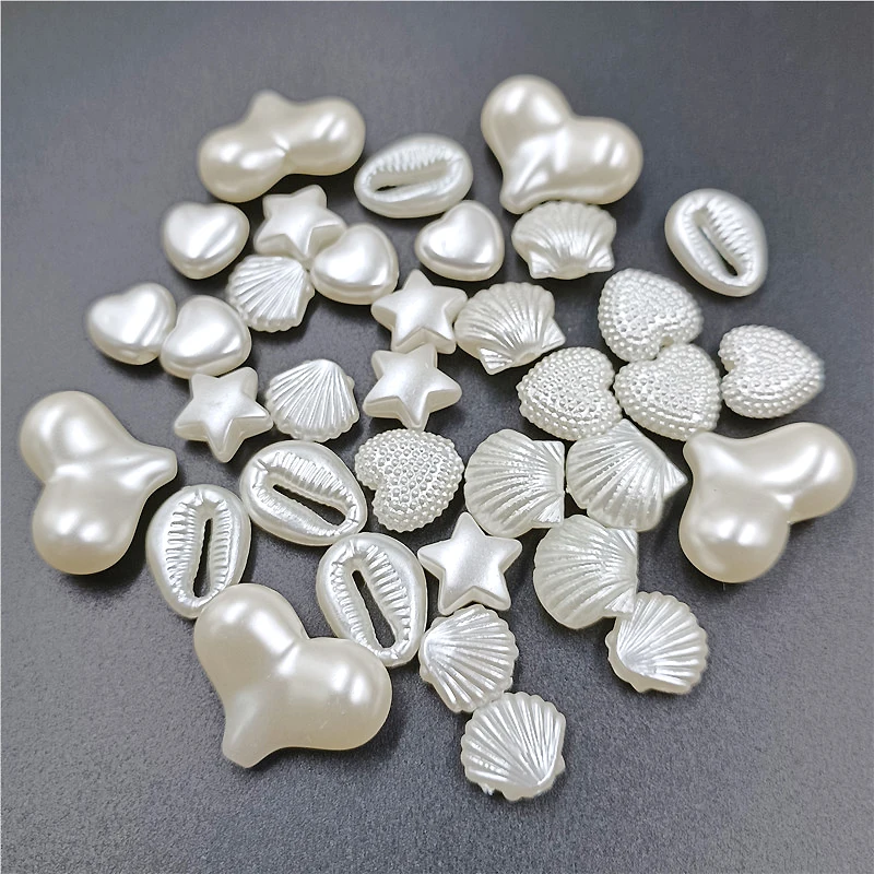 5pcs/20pcs Imitation Pearl Star Shell Heart Beads Acrylic White Pendant For DIY Bracelet Necklace Jewelry Making