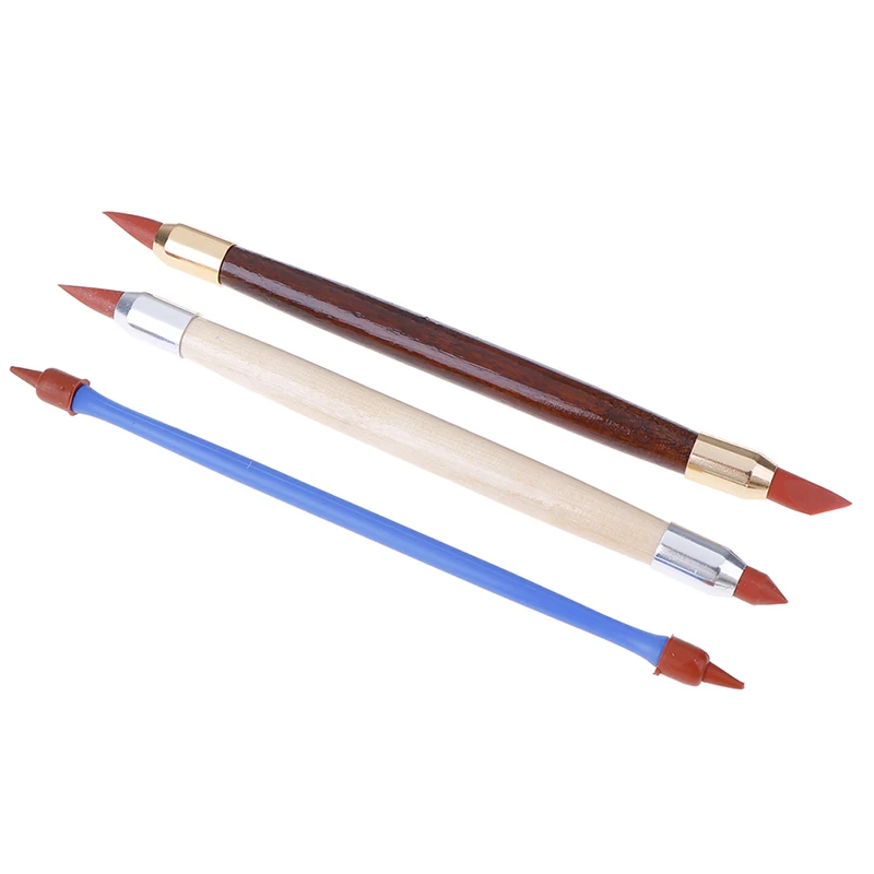 [MOA]3Pcs Silicon Rubber Shaper Pen Double-head Pottery Clay Sculpture Shaping Tools[MOA] view 3