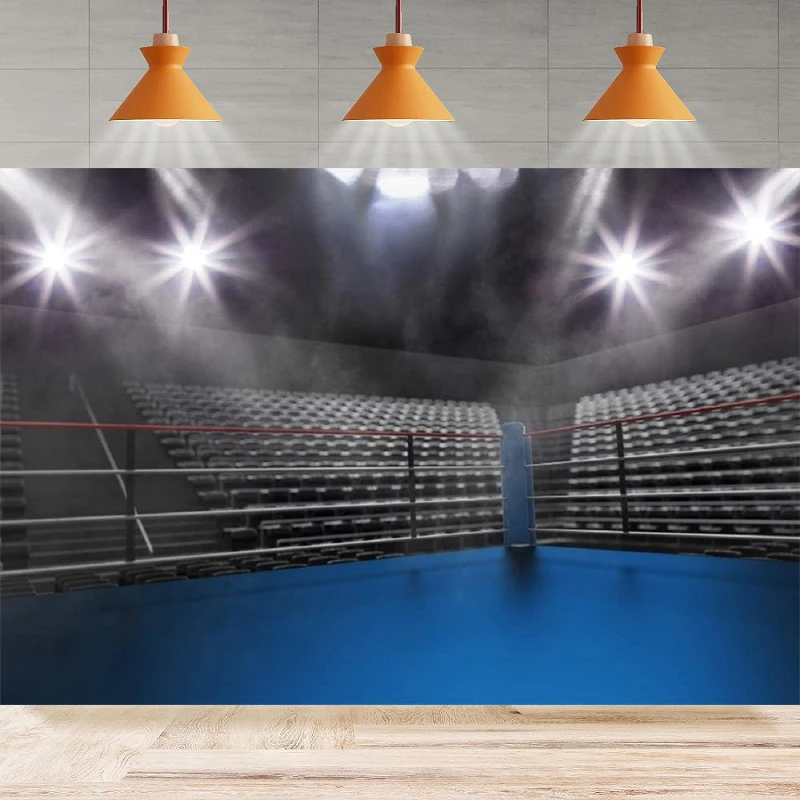 Spotlight Boxing Ring Photography Background Blurry Fight Sports Field Night Scene Wrestling Arena Party Backdrop Wall Banner