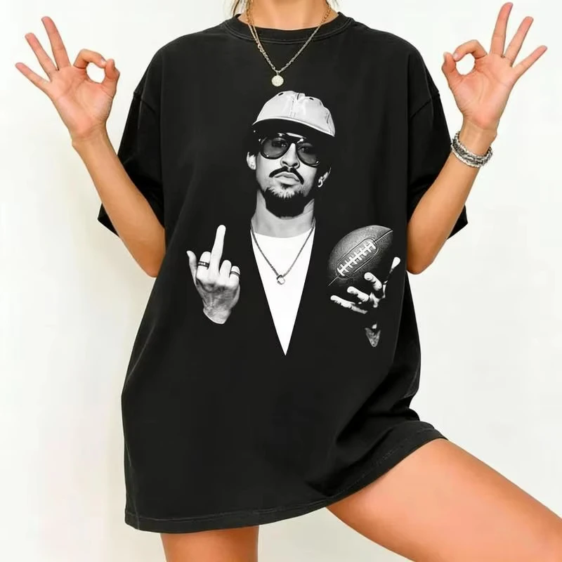 Bad Bunny X Super Bowl Rugby Graphic 100%cotton Unisex Shirt 2026 Summer New O-neck Men's Y2k Retro Short Sleeve Tshirt Fan Gift