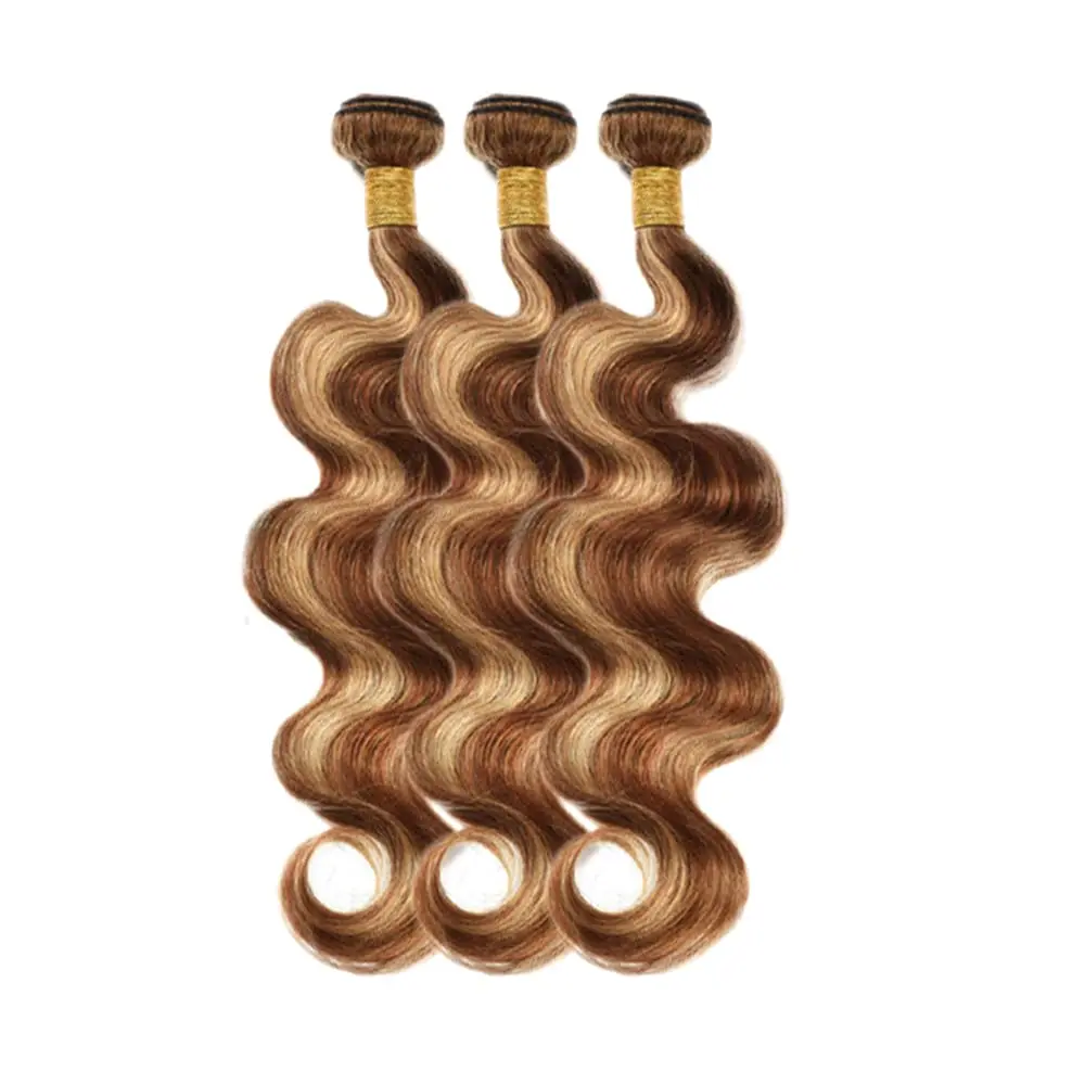 Honey Blonde Body Wave Bundles Human Hair P4/27 Human Hair Bundles Blonde Brown and Black Human Hair