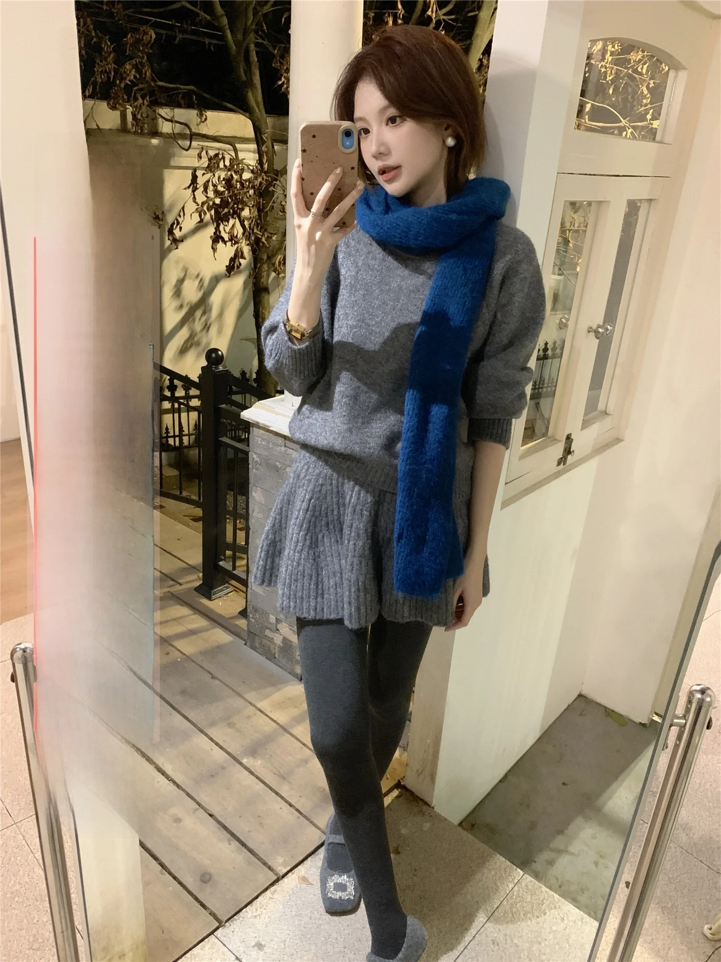 

Faionable Cheeseful Duse Gallery Women's Sweater Skirt Set Alluring Versatile Autumn Winter Warm High Waist Loose Fit