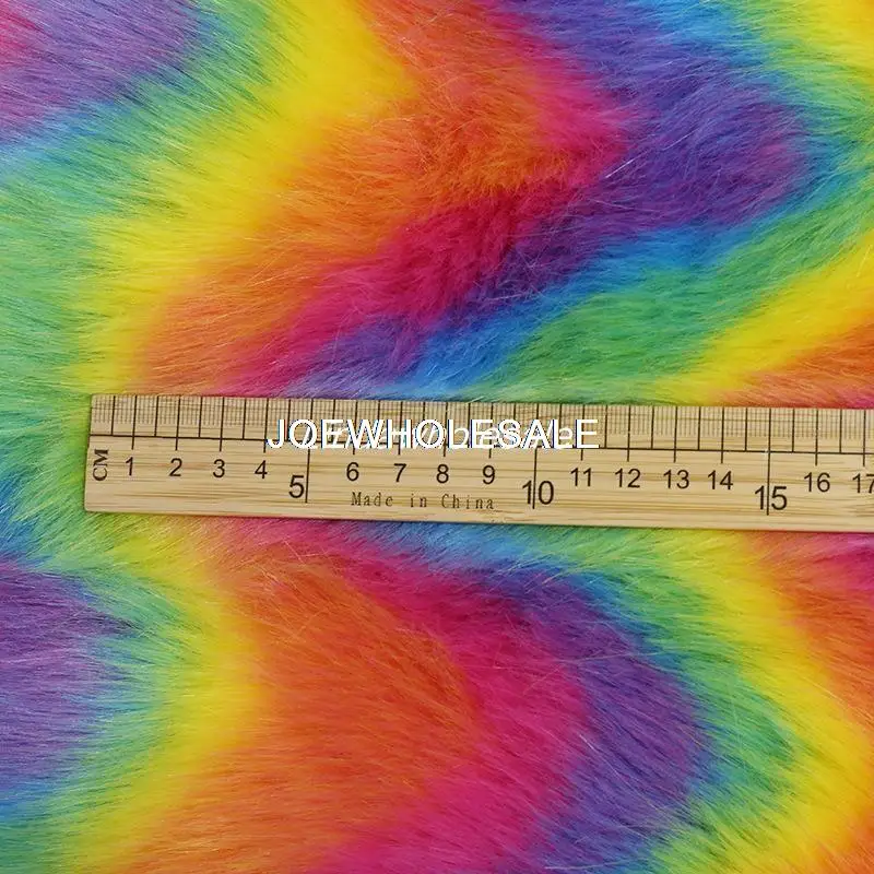 Wholesale new Colorful Jacquard Faux fox fur fabric,Rainbow faux fur fabric,plush fur,sewing material