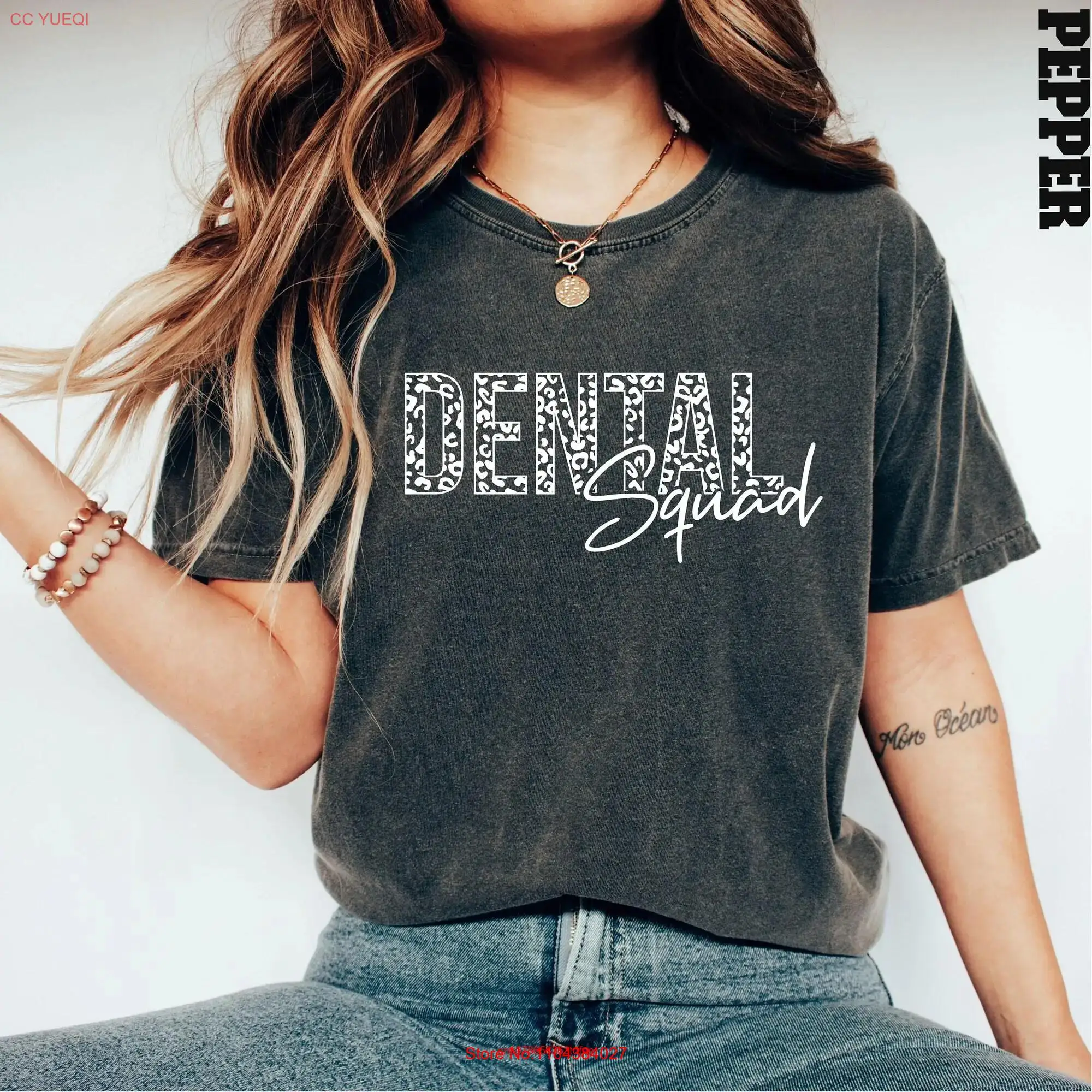 Camiseta del escuadrón Dental de leopardo, colores cómodos, asistente de higienista escolar para dentista, mangas largas o cortas