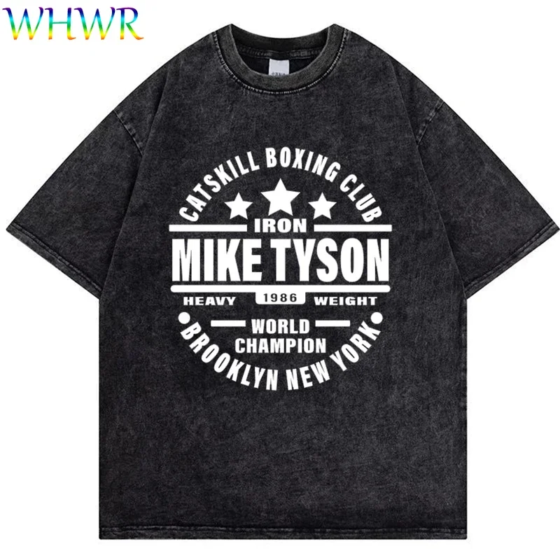 Mike Tyson Vintage T-shirts Washed T Shirt Streetwear Retro Tshirt Summer Short-sleeved Shirts Boxing Champion Oversized Tshirts