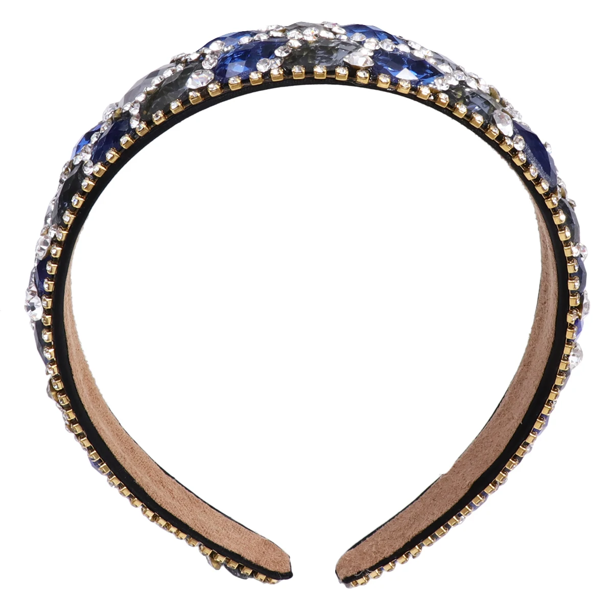 

Funny Atmosphere Rhinestone Headband Unique Design Hair Accessories Memorable Photo Props Women Headwear Blue