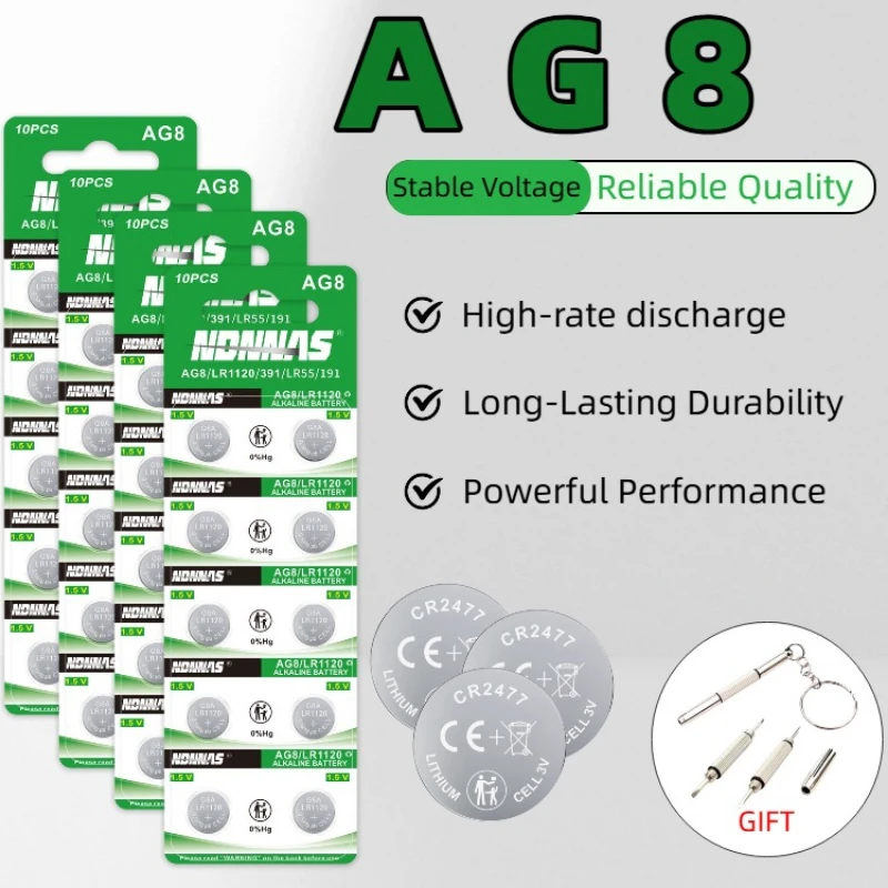 

NEW AG8 1.5V Button Coin Cell Battery Long Lasting Compatible for Key Watch Remote Control Small Electronic Devices