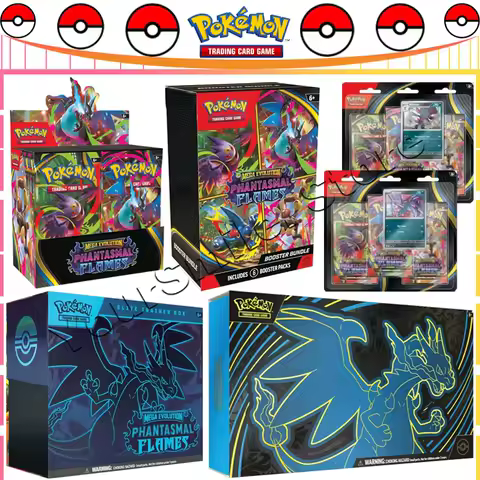 Original Pokemon Trading Card PTCG ME02 Mega Charizard Phantasmal Flames English Booster Box ETB UPC Cards Children Gifts