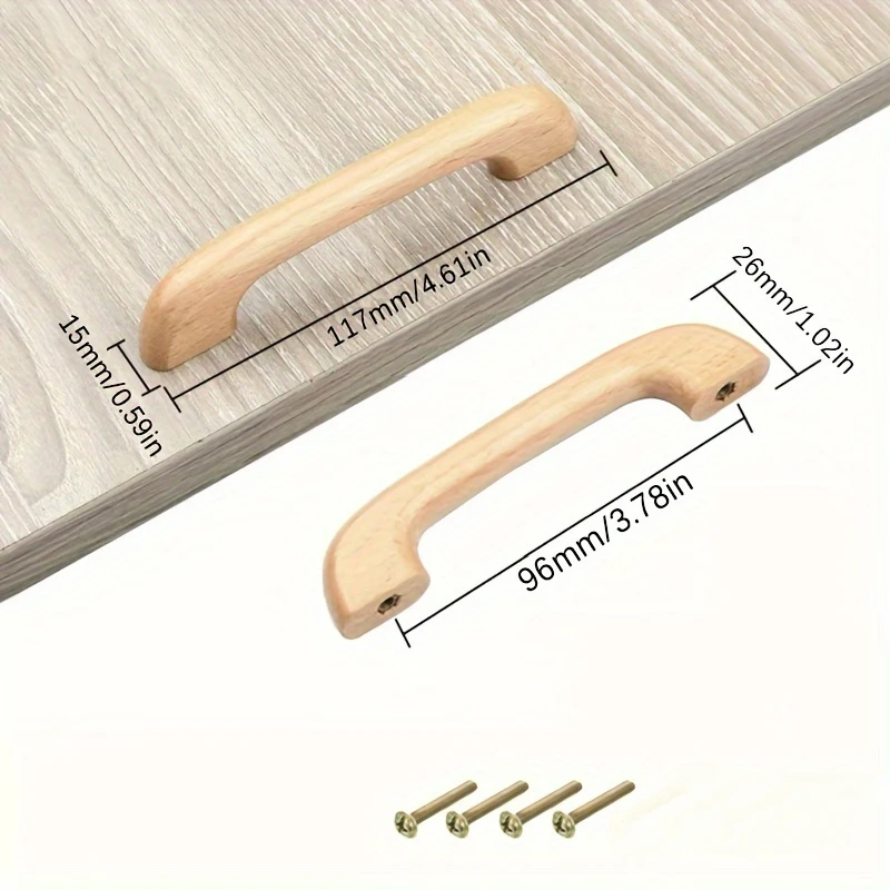 

2PC Solid Wood Drawer Handles with Installation Screws - Easy To Install, Beautiful and Elegant for Cabinets and Furniture