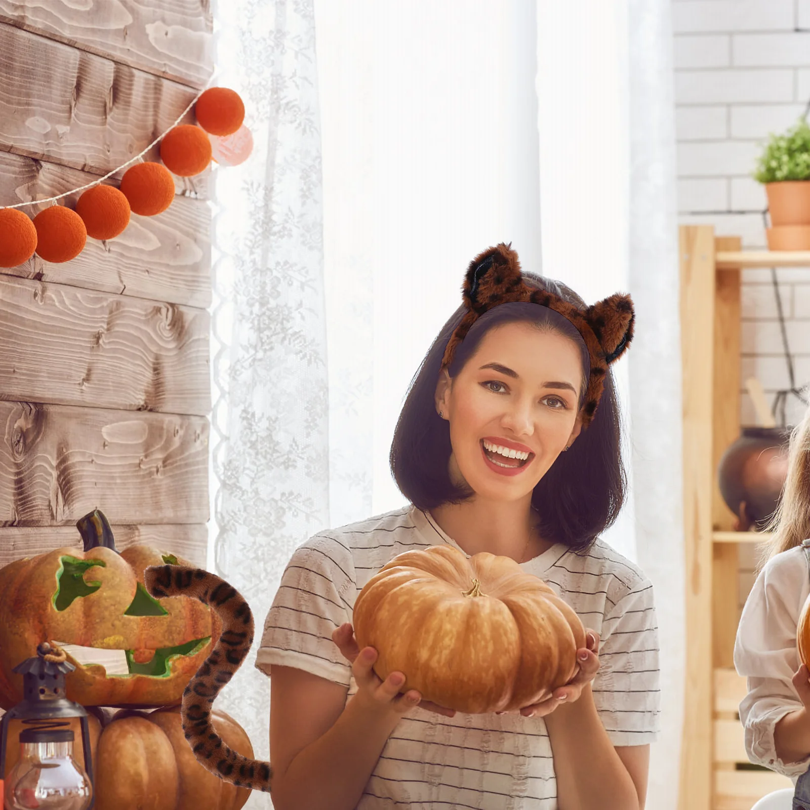 Kit de gants queue de chat, bandeau oreilles de chat, Costume de fête, carnaval, accessoires de Cosplay d'animaux, accessoires de décoration de scène, 1 ensemble