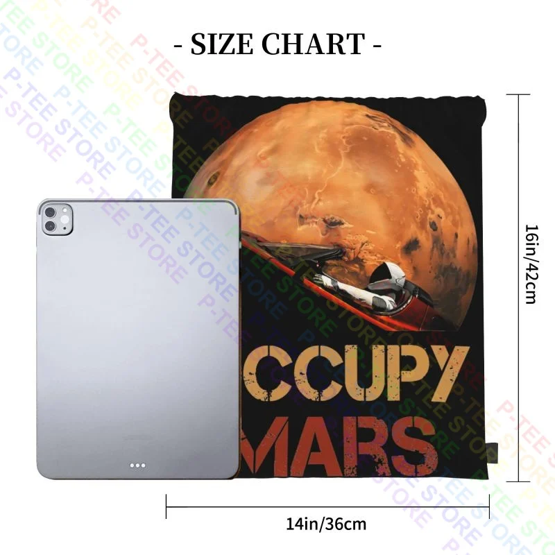 Occupy Mars Spacex Starman Elon Musk Falcon Heavy 9 Drawstring Bags Gym Bag Cute Gym Tote Bag