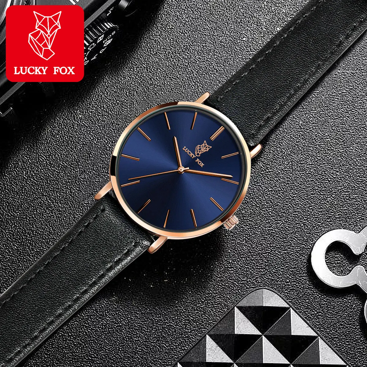 

LUCKY FOX Classic Luxury Men Watch Simple Casual Men and Women Round Large Dial Quartz Watch Clock Gifts Men Reloj