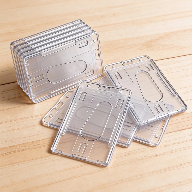 Transparent Credit Cards Slots ID Tag Badge Holder with Badge Reel  Storage Organizer Employee Pass Work Card Case Sleeve