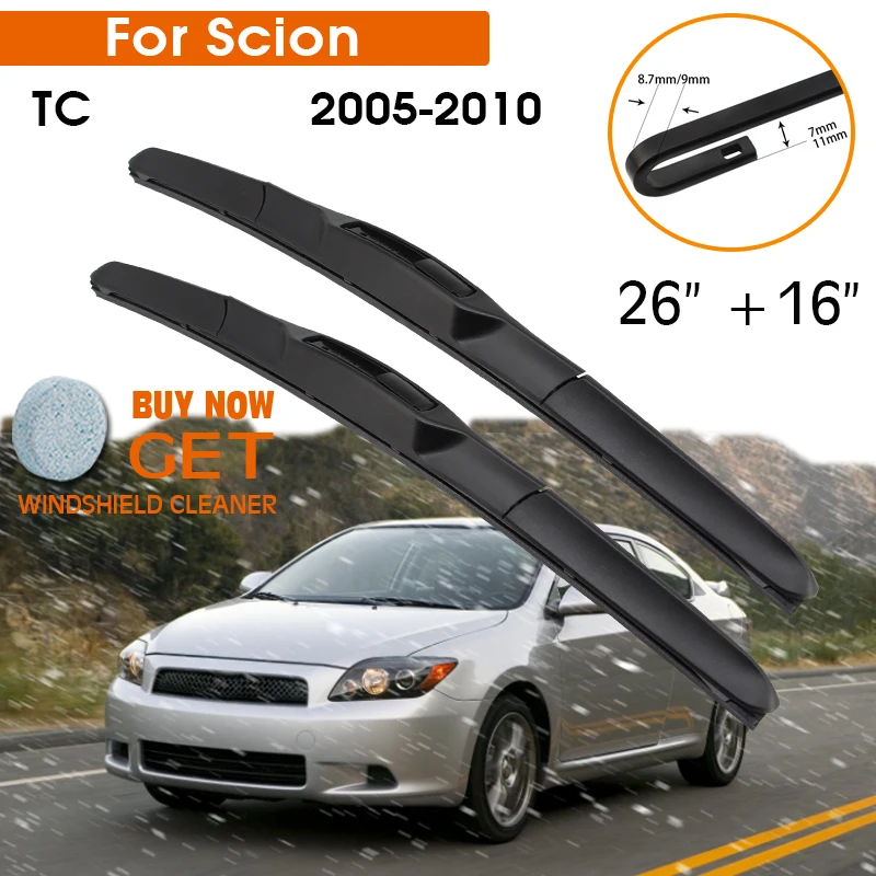 Escobilla Limpiaparabrisas para Scion tC 2005-2010, Repuesto de Goma de Silicona para Parabrisas Delantero, 26"+16", LHD/RHD, Accesorios para Auto