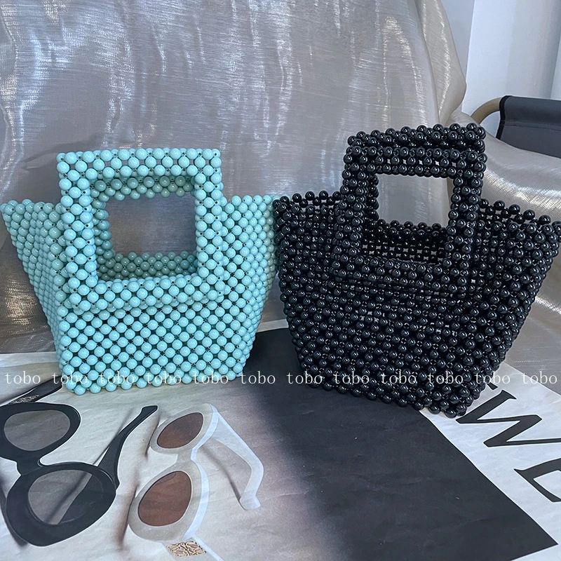 Nuove borse di perle personalizzate borse da donna Designer borse di stoffa in rilievo fatte a mano per donna borsa a secchiello tessuta fresca per donna