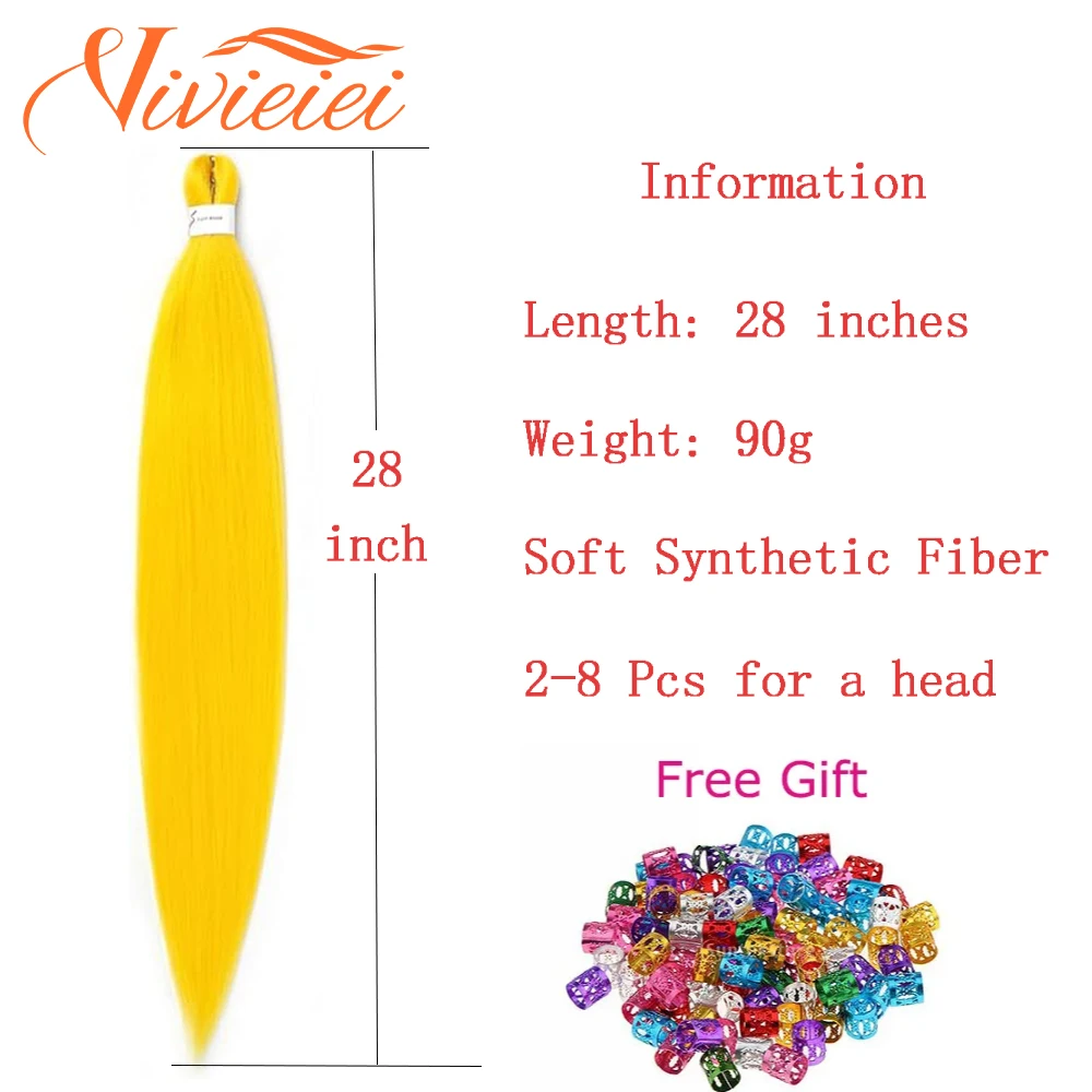 Большие синтетические косы наращивание волос 28 дюйм плетение волос предварительно растянутые желтые синие зеленые красные розовые фиолетовые косы