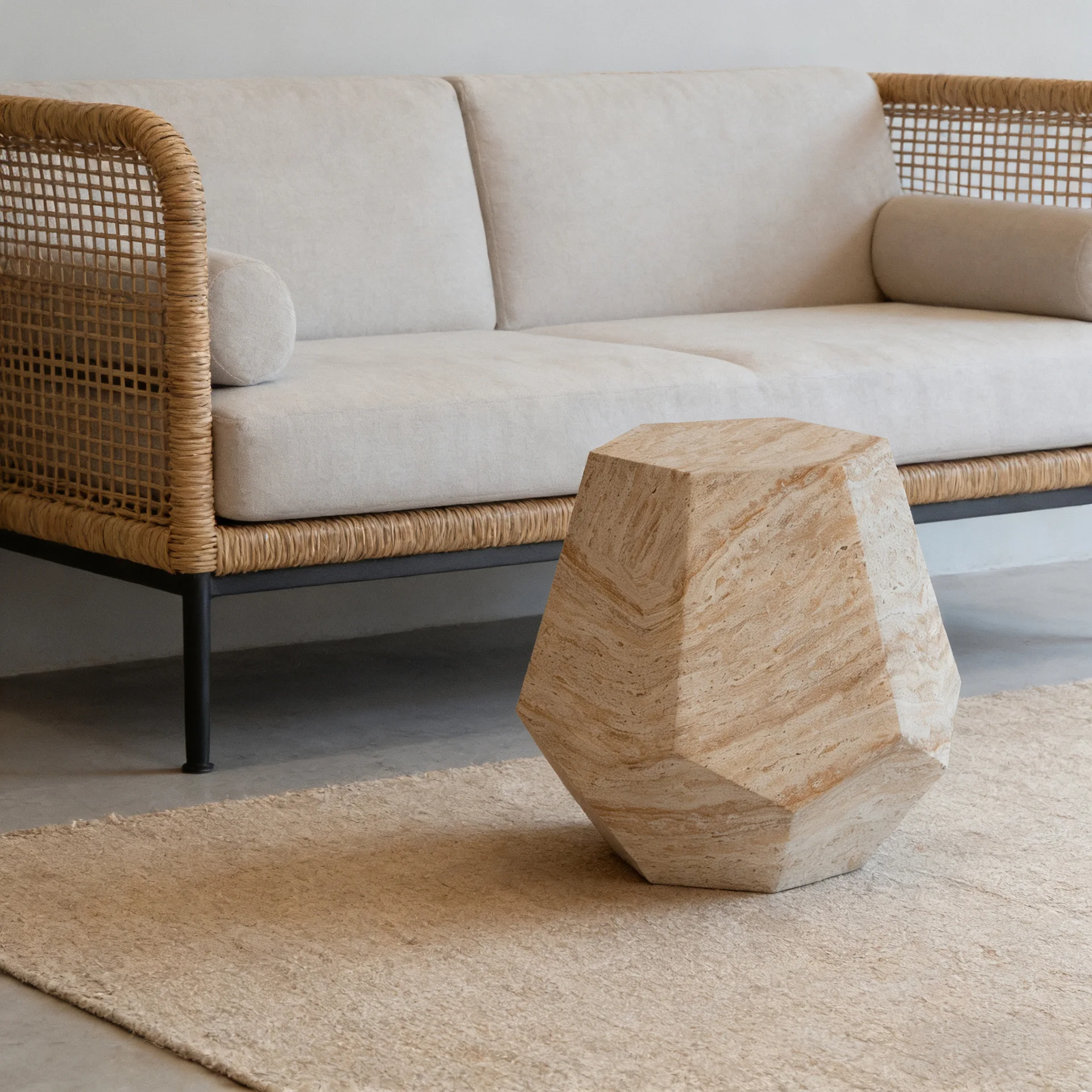 Medieval style imitation travertine coffee table B & B hotel designer simple sofa side few cafes light luxury creative corner fe