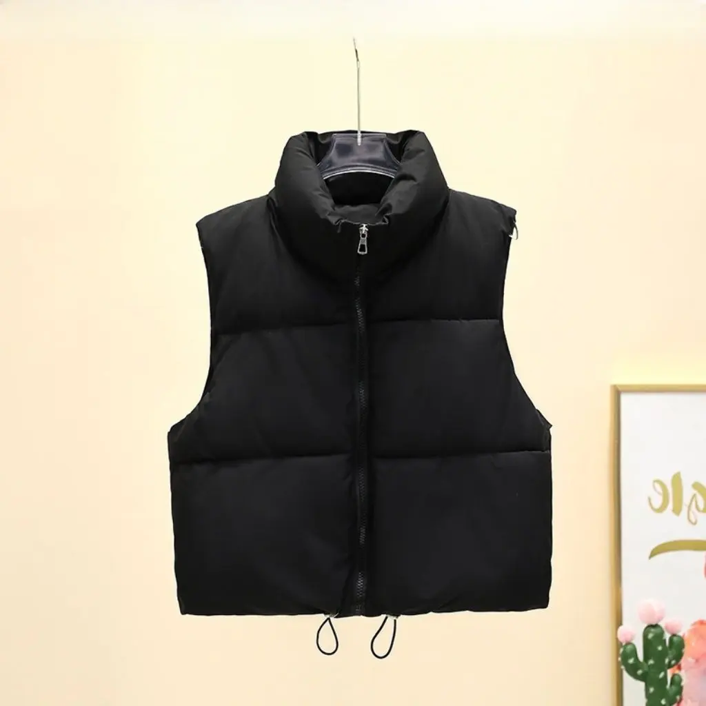 

Women's down Cotton Vest European American Style Stand Collar Warm Autumn Winter Fashion Upper Apparel for Ladies