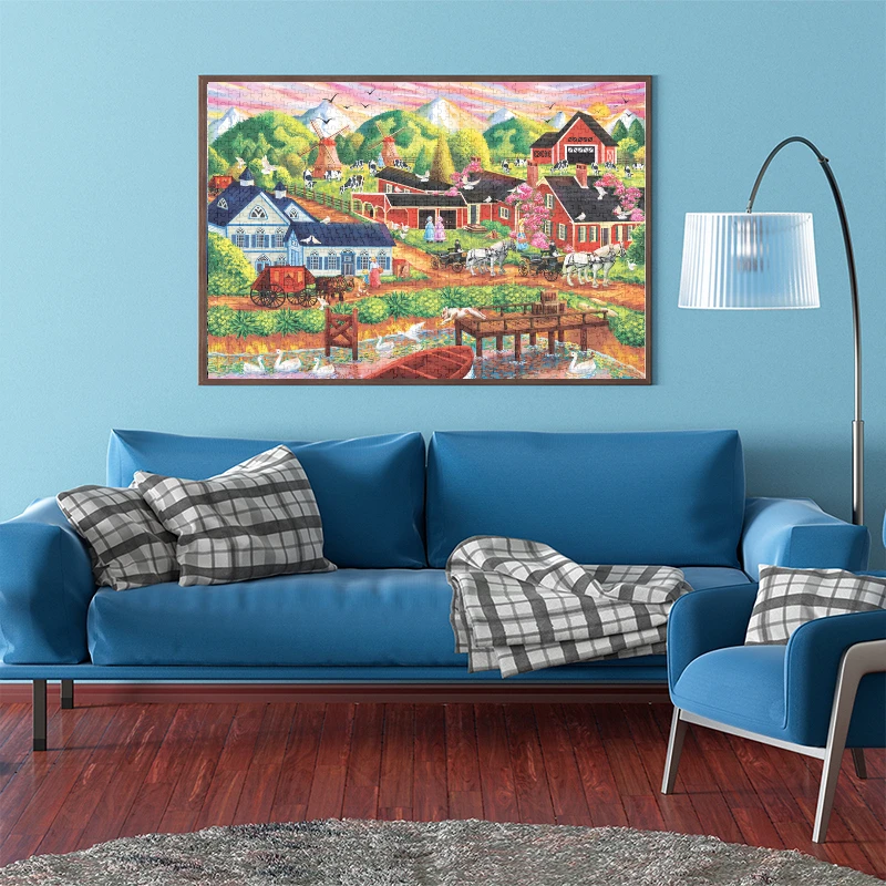 لوحات المناظر الطبيعية الجميلة اللغز ، قرية البلد ، ألعاب الحد من الإجهاد ، هدايا عيد الميلاد ، 1000 قطعة ، 72x50cm #6