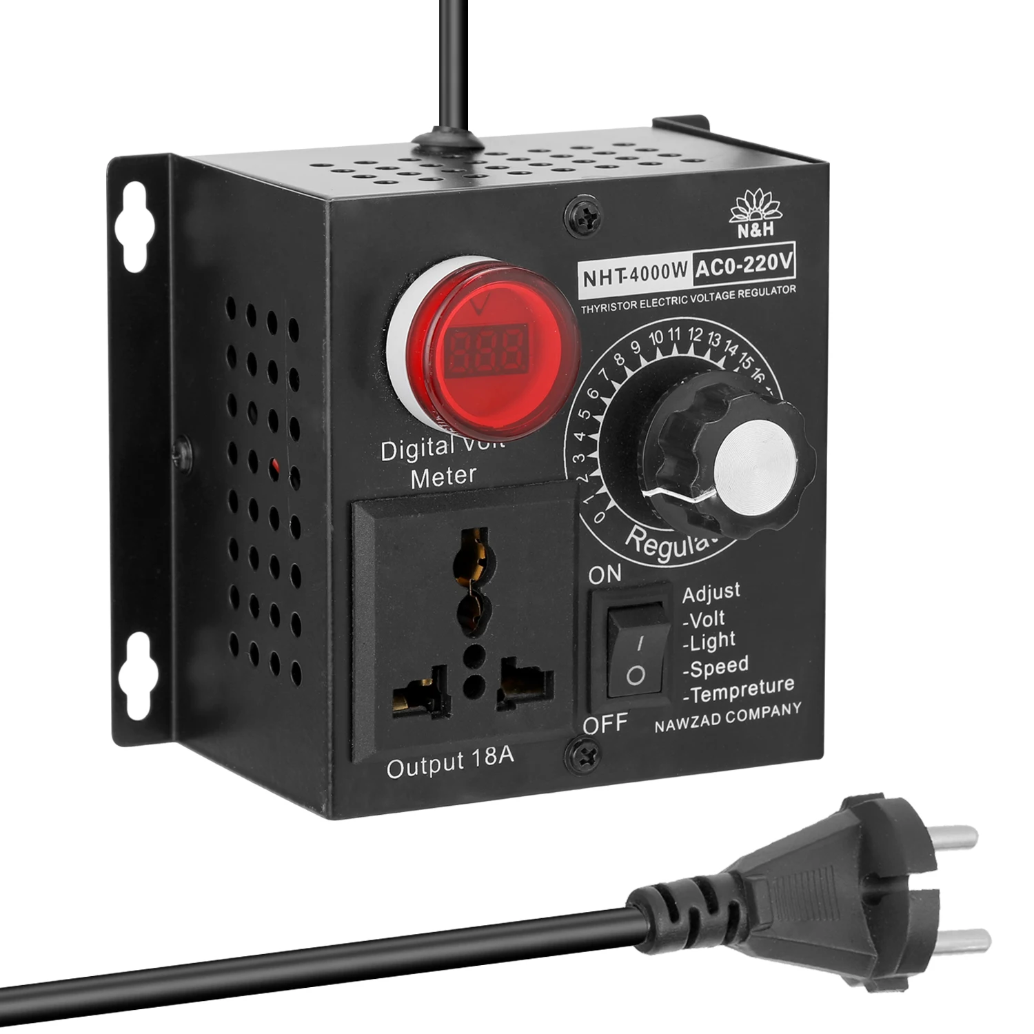 プロフェッショナル AC モータ電圧レギュレータ調整可能な調光器電圧レギュレータ 220V 4000 ワットコンパクト可変電圧コントローラ