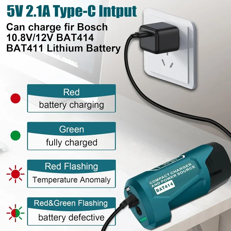 for Bosch 12V Battery Adapter Heated Jacket Adapter 12V USB Power Source Charger Converter Adapter Replacement