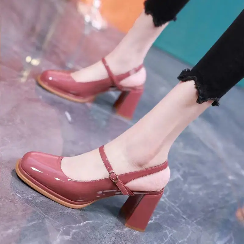 Women\'s Shoes Pumps Heeled Footwear Wedge with Platform Waterproof Sandals for Woman High Heels Chunky Summer 2024 Block Heel F