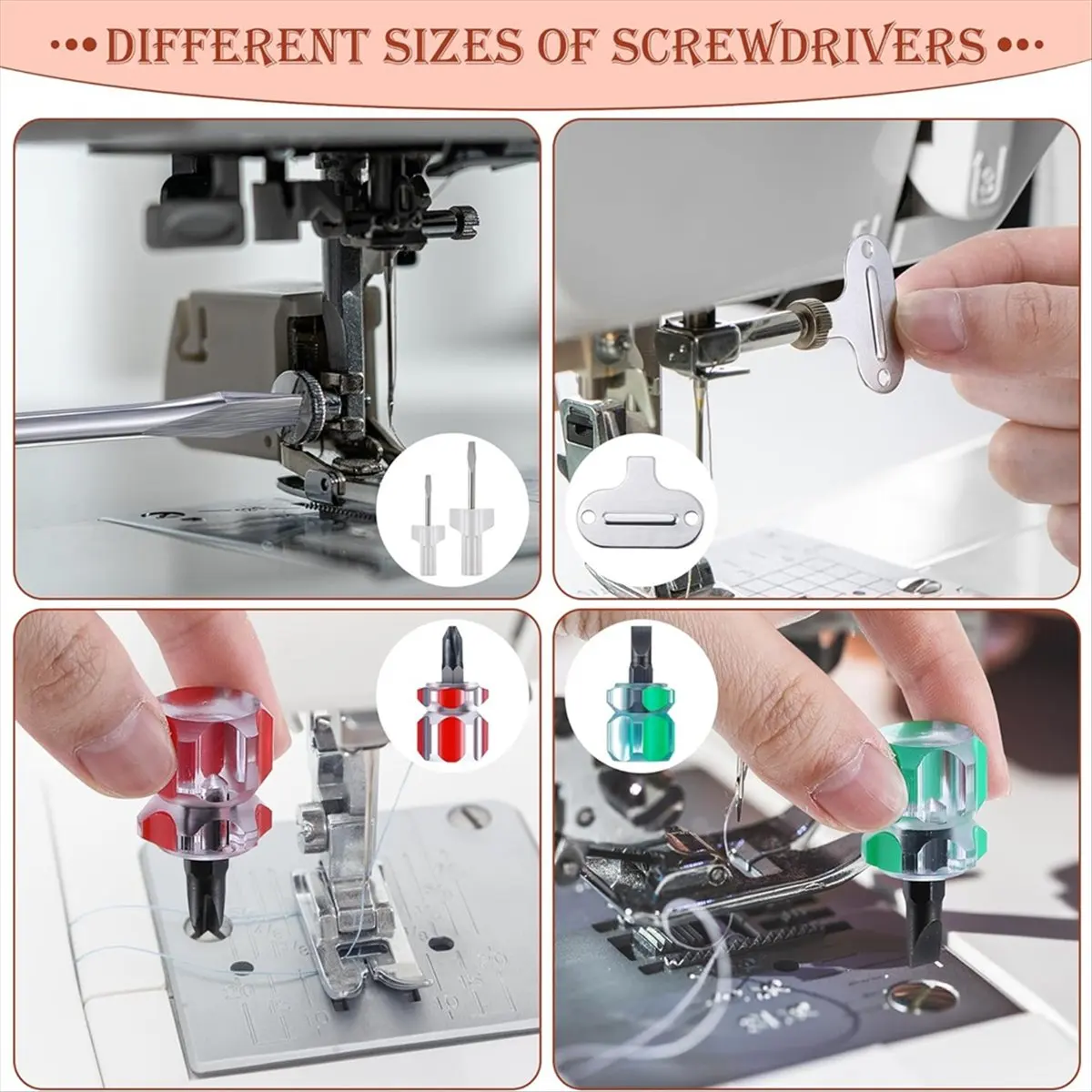 A56K 14 Pieces Sewing Machine Cleaning Kit, Screwdriver, Seam Rippers, Silicone Brush for Repair and Cleaning Machine Sewing