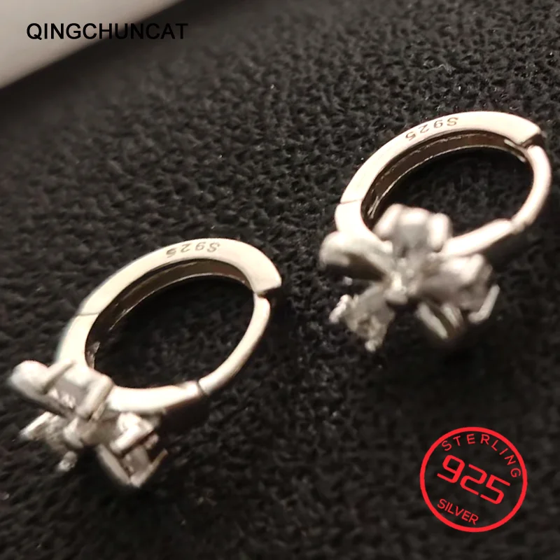 Hoop Earrings Stamp 925 Sterling Silver Girls Flower Jewelry 2026 Geometric Simple Earring for Women Silver Thick Hoops Hot