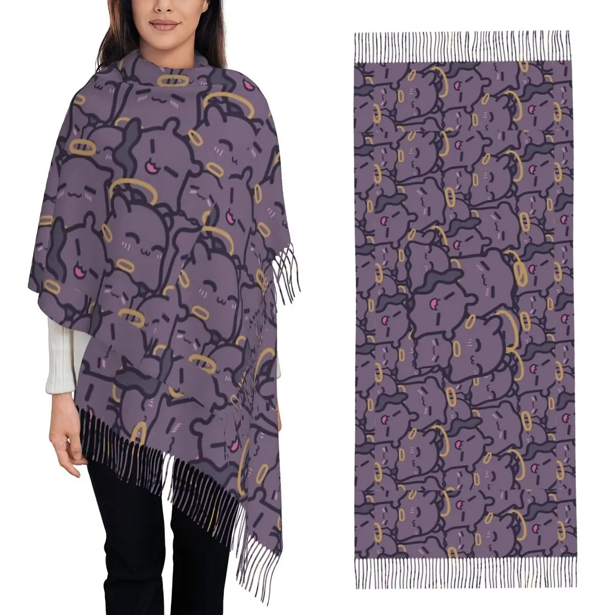 Hololive Laplus Darknesss Scarf Tassel Scarves for Women Soft Warm Shawls and Wraps Long Fall Winter Shawl Wrap