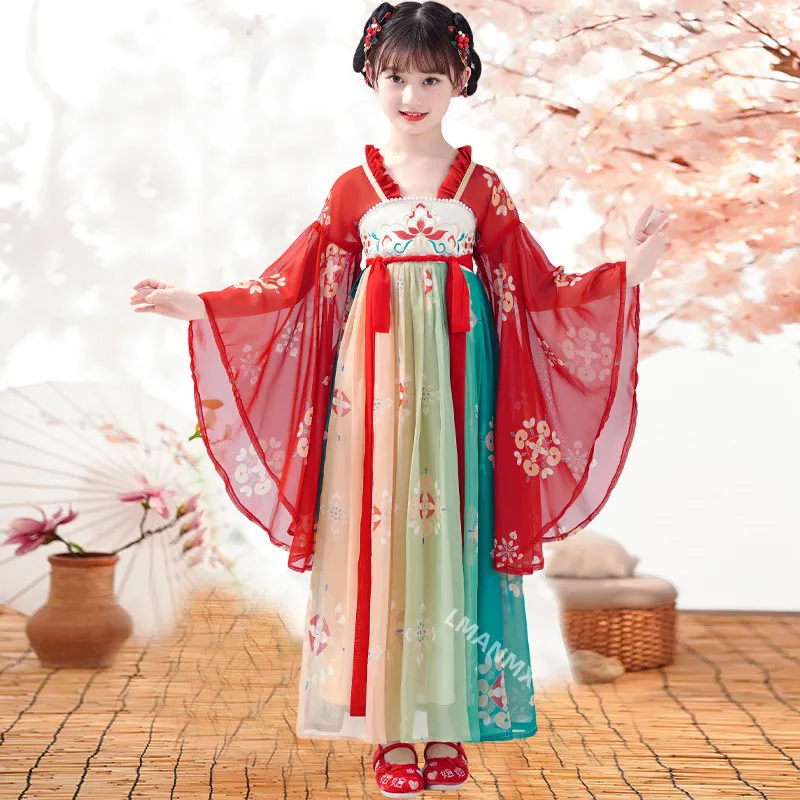 

Детская одежда в китайском стиле Ханьфу, новый суперстильный костюм в древнем стиле, весенний костюм в стиле династии Тан