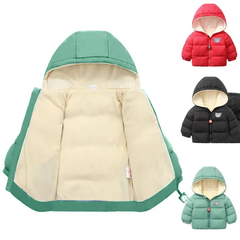 Abbigliamento per bambini giacca per bambini cappotto abbigliamento ragazzo ragazza con cappuccio addensare fodera in velluto tenere in caldo