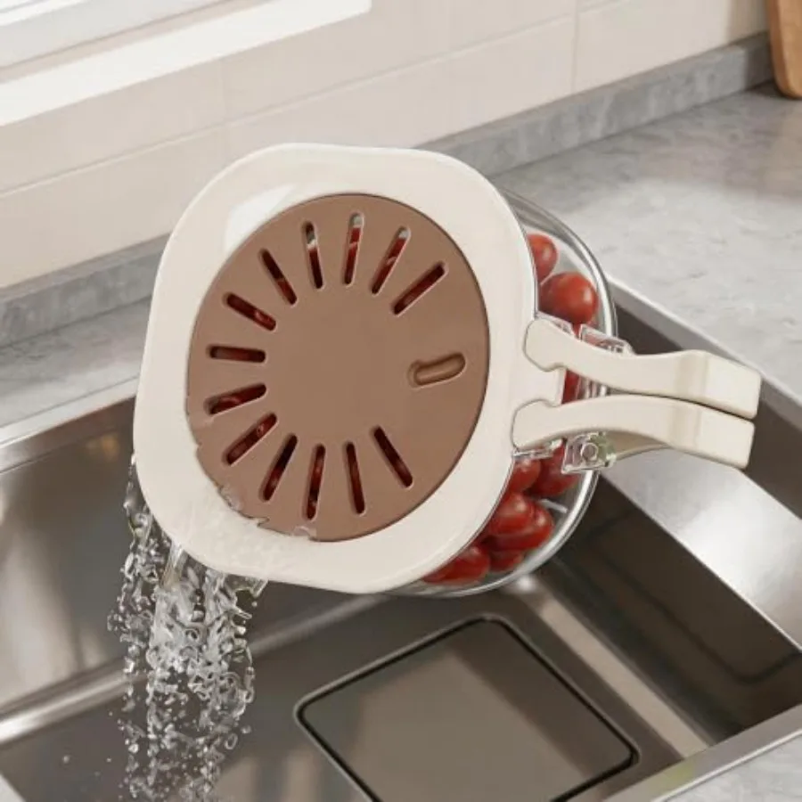Fruit Vegetable Washer Cleaning Bowl with Strainer, Multifunctional Berry Strainer Container, Lettuce Storage Keeper for Fridge