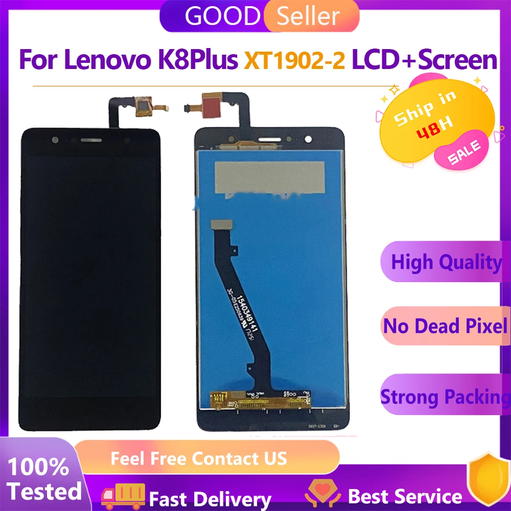 

5.2'' 100% New LCD For Lenovo K8 Plus LCD Display LCD Assembly Touch Screen Digitizer Repair LCD Lenovo K8+ Display XT1902-2