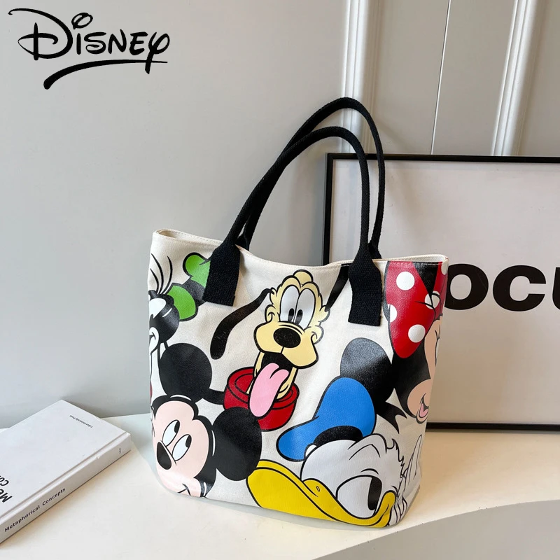 

Disney Mickey mouse Canvas Bag Women's Large Capacity Bag Cute Cartoon Goofy Dog Shoulder Tote Bag girls birthday Christmas gift